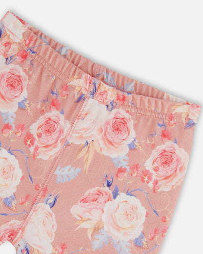 Pyjama deux pièces en coton biologique Vieux rose Imprimé roses