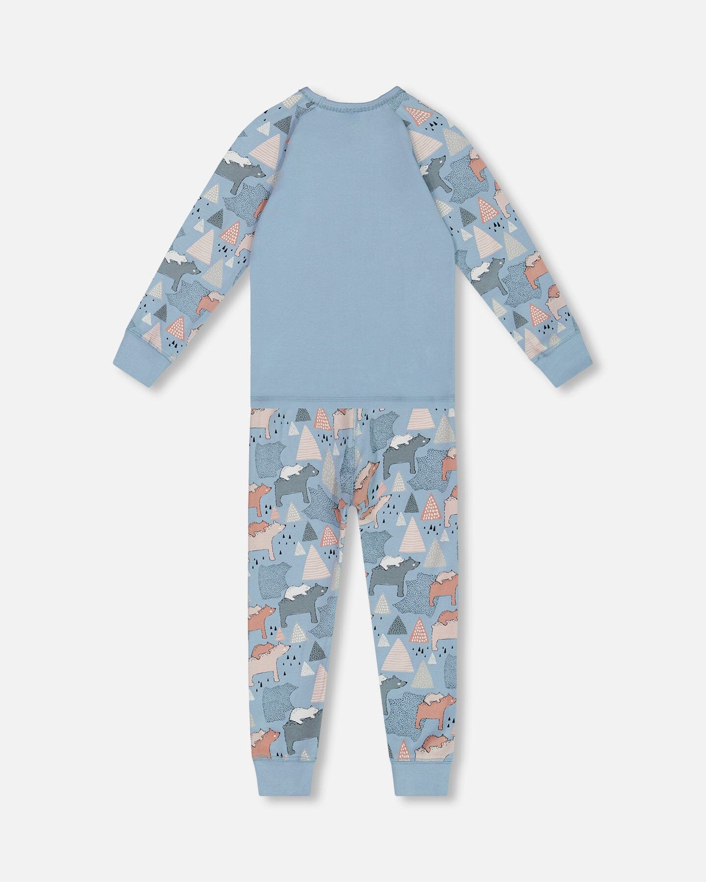 Ensemble de pyjama deux pièces en coton biologique bleu clair imprimé ours mama