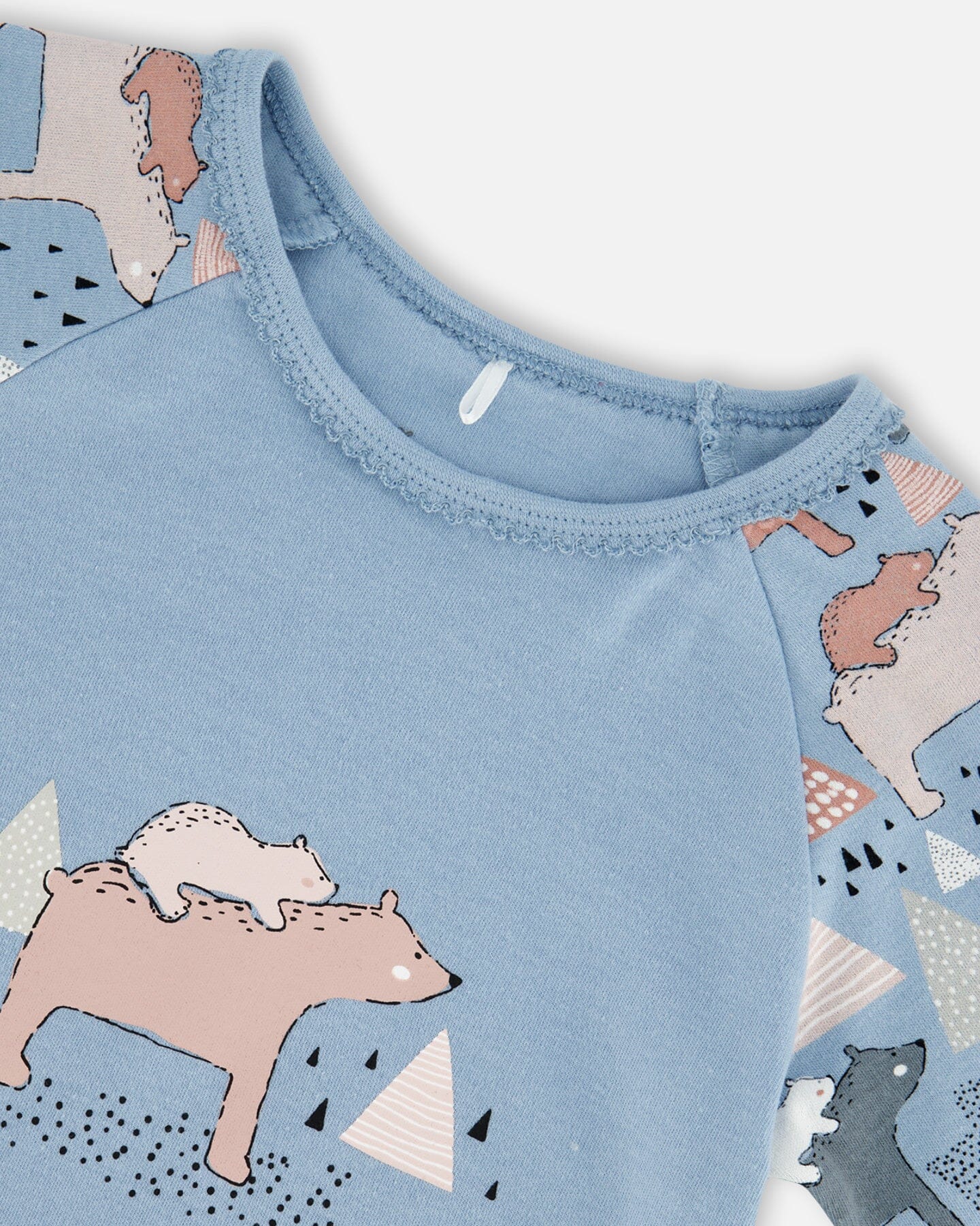 Ensemble de pyjama deux pièces en coton biologique bleu clair imprimé ours mama