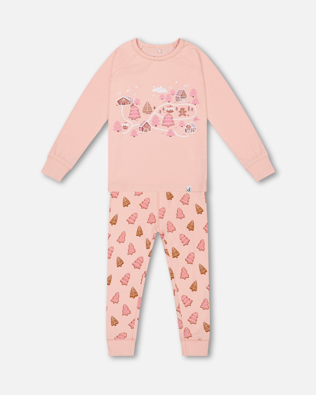 Ensemble de pyjama deux pièces en coton biologique, Rose Biscuits de Noël