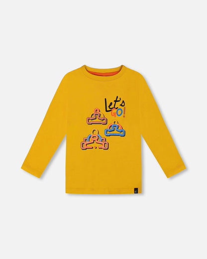 T-shirt imprimé jaune moutarde