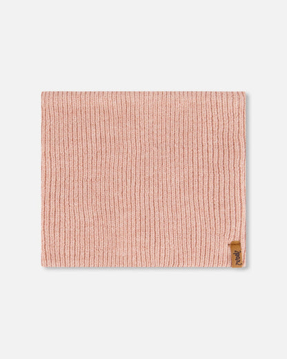 Cache-col en maille mi-saison vieux rose