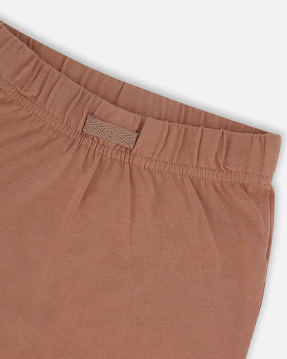 Ensemble haut et short en coton biologique imprimé, marron, jaune et bananes