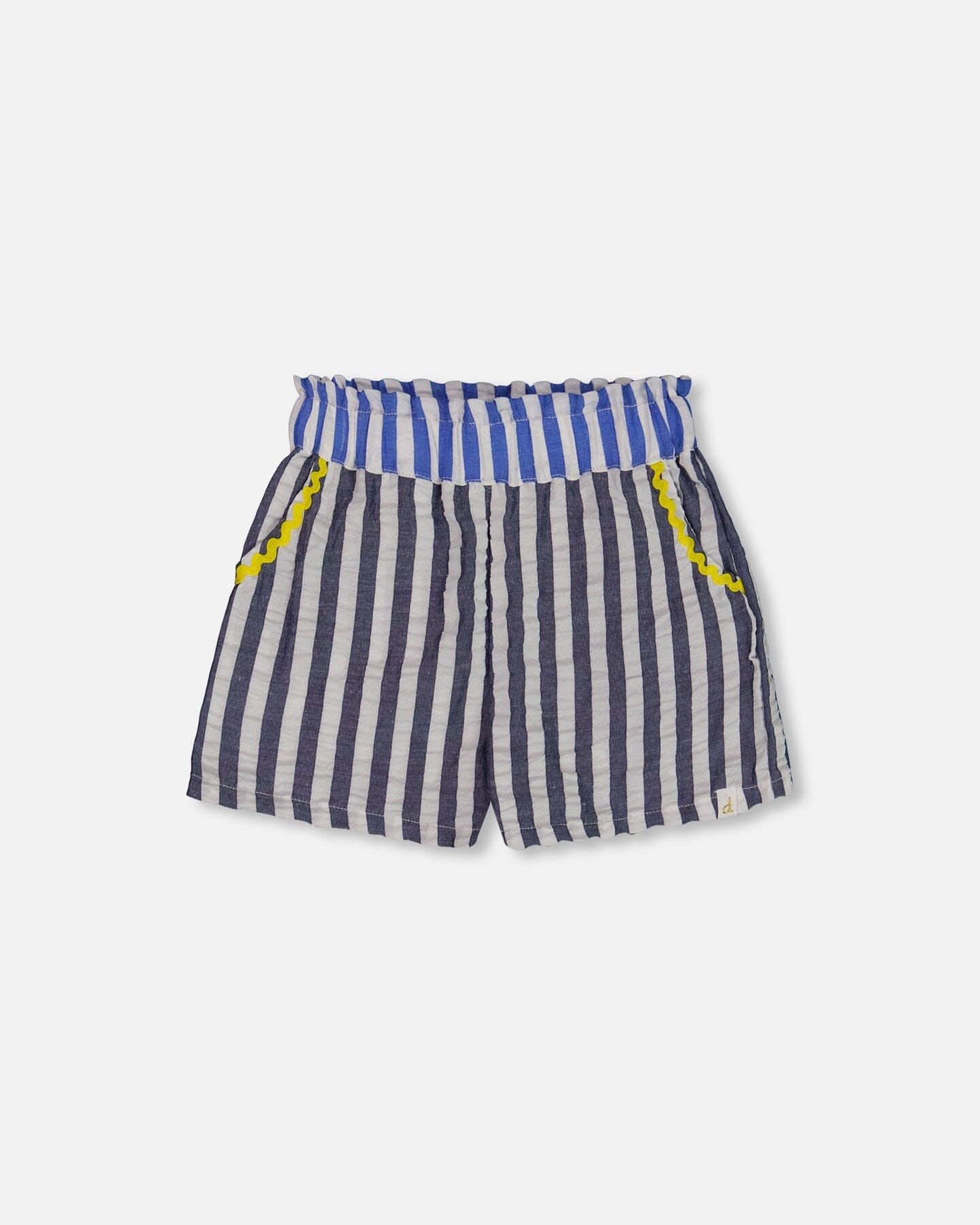 Seersucker Short Navy Blue And White