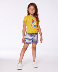 Short en seersucker bleu marine et blanc
