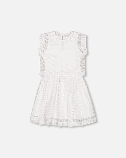 Robe bi-matière en maille et coton biologique blanc neige