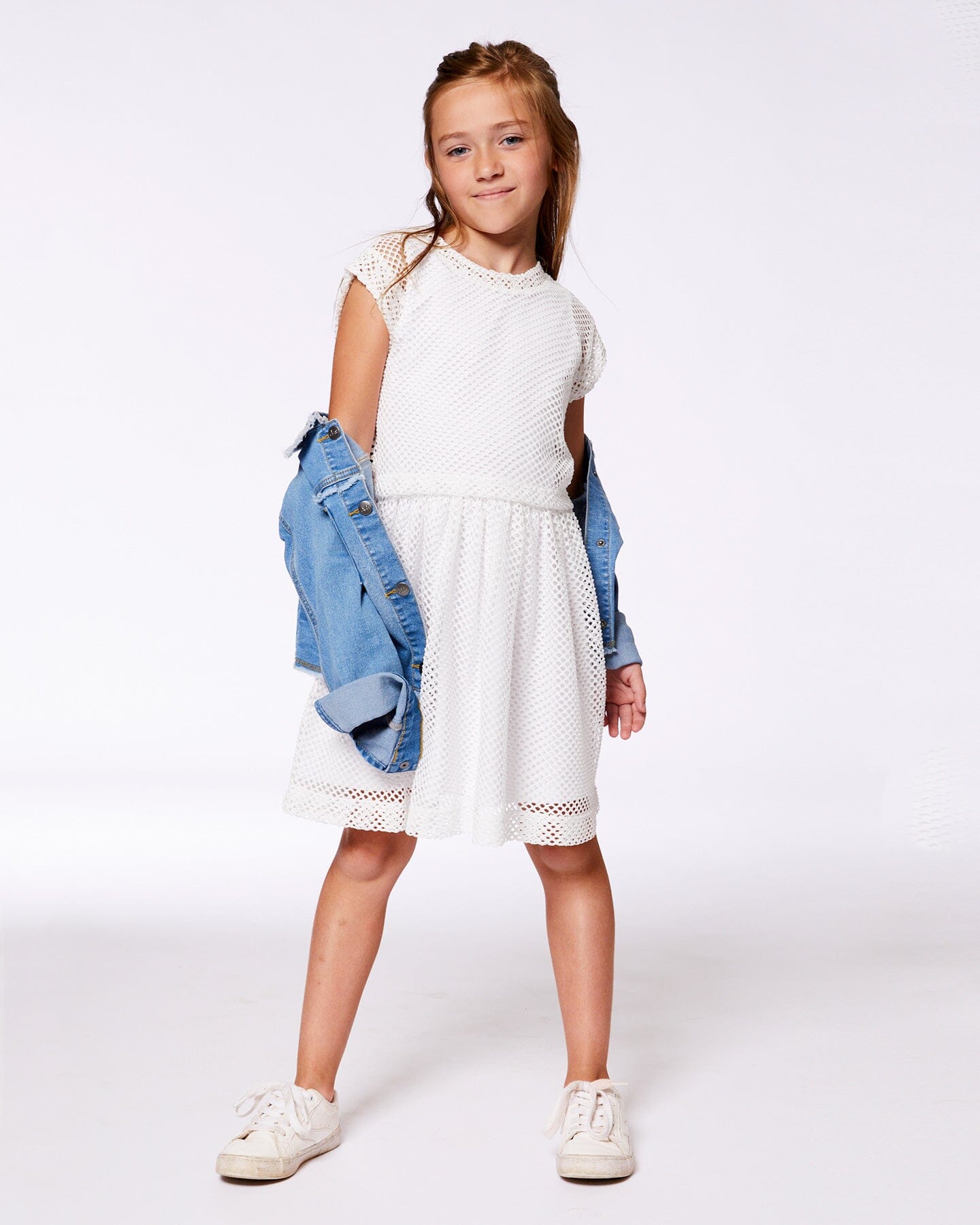 Robe bi-matière en maille et coton biologique blanc neige