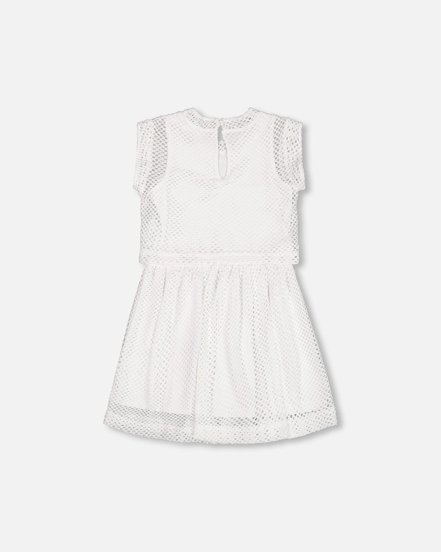 Robe bi-matière en maille et coton biologique blanc neige