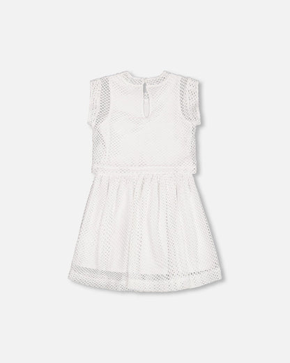 Robe bi-matière en maille et coton biologique blanc neige
