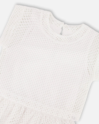 Robe bi-matière en maille et coton biologique blanc neige