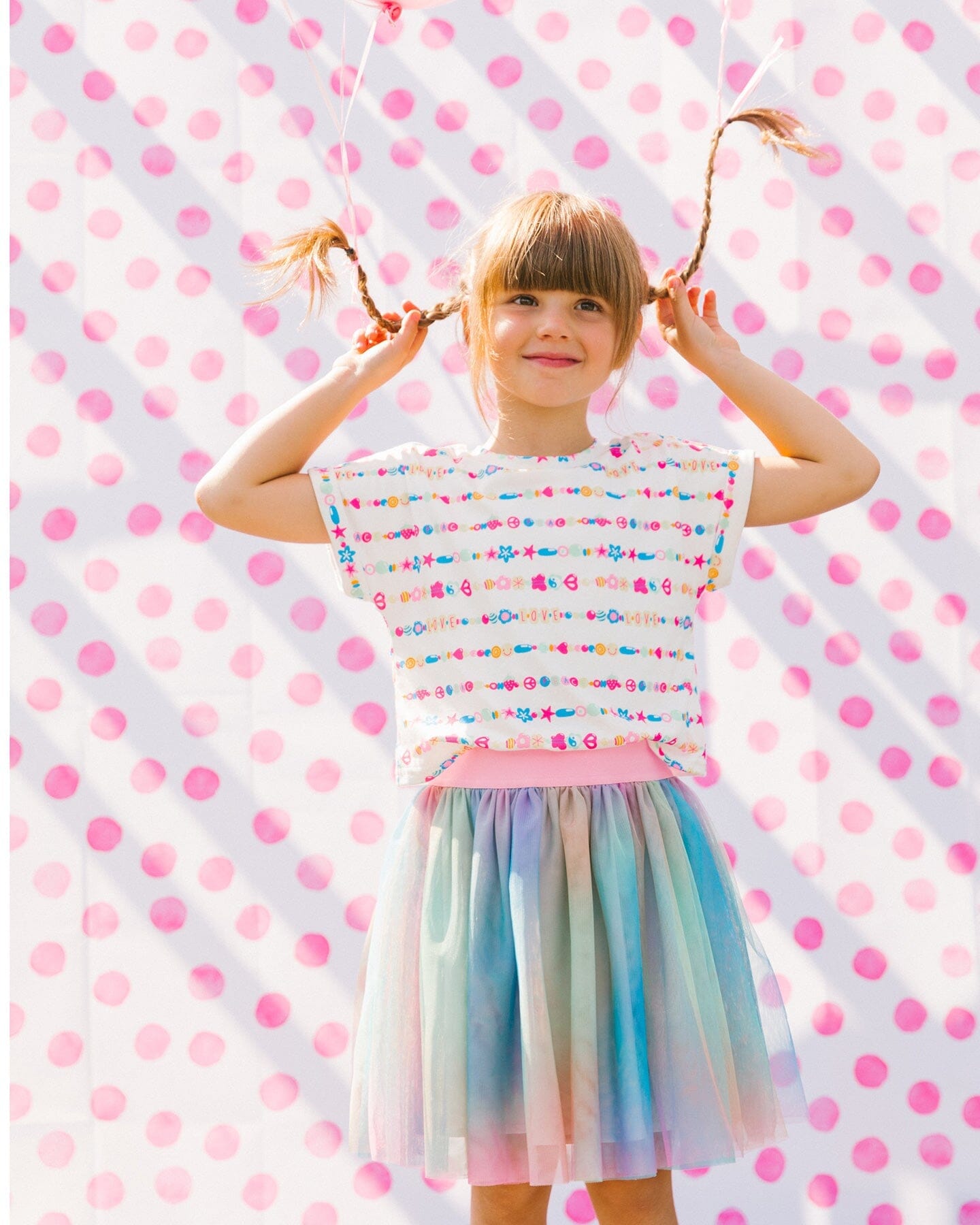 Robe bi-matière avec jupe en résille Tie Dye multicolore et blanche