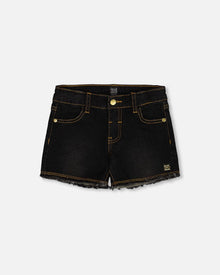 Short en jean avec broderie Jeans noir
