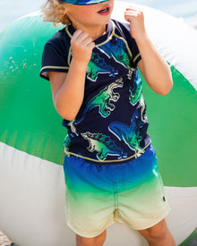 Maillot de bain dégradé bleu, vert et citron vert