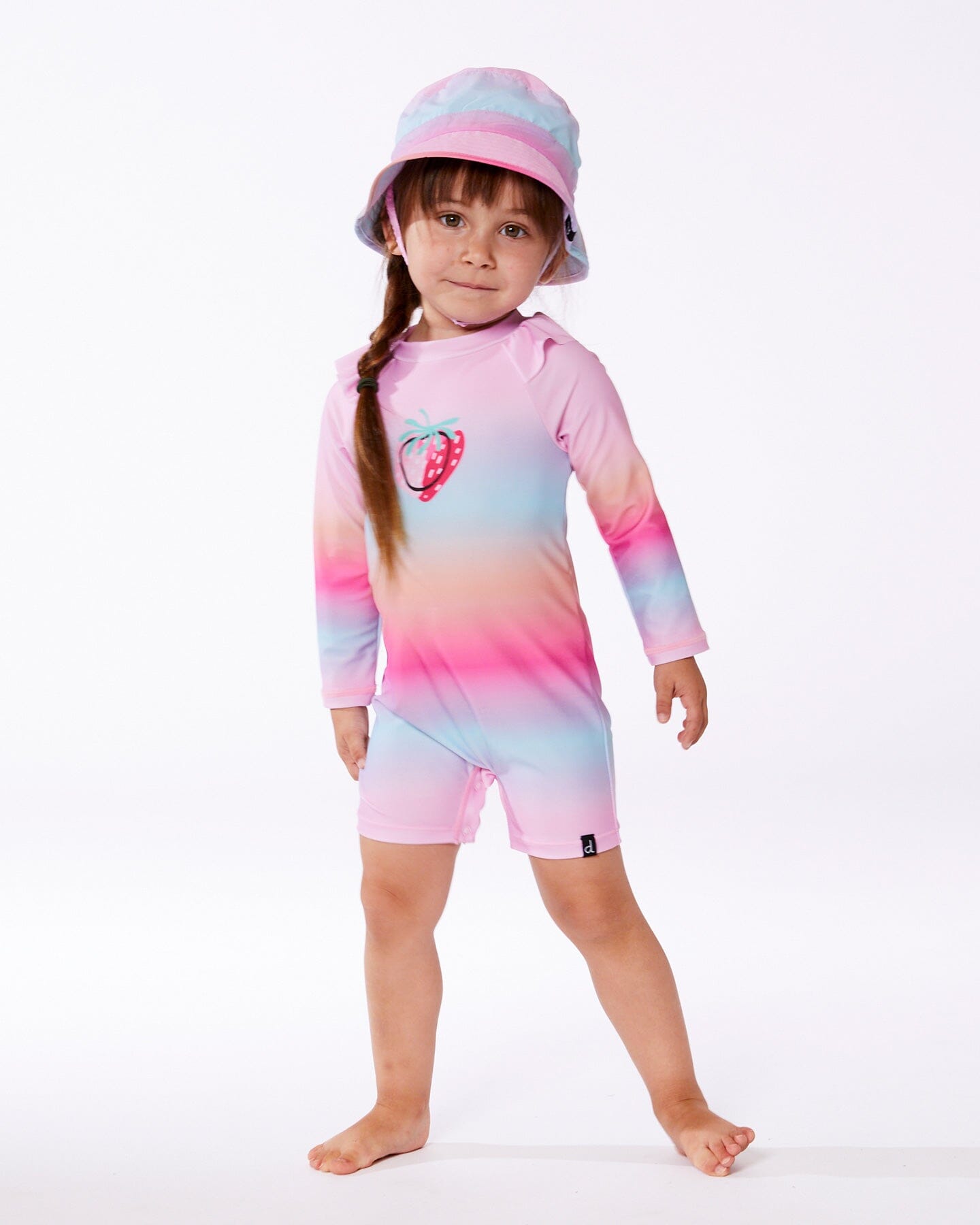 Rashguard une pièce à manches longues rose, orange et turquoise