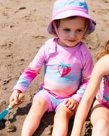 Long Sleeve One-Piece Rashguard Pink, Orange, And Turquoise