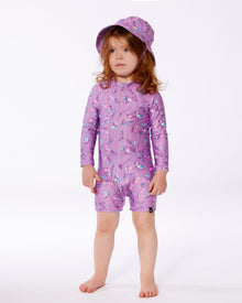 Printed Beach Sun Hat Old Mauve And Multicolored Butterflies