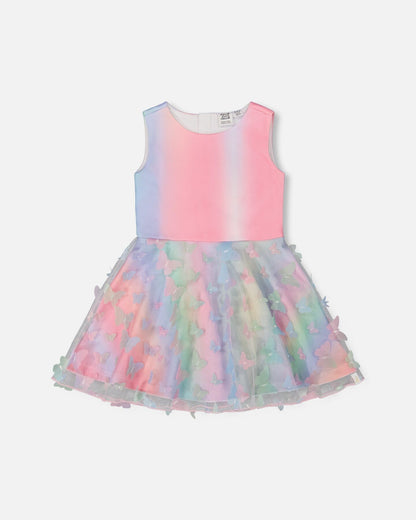 Robe Milano avec jupe en maille imprimée multicolore avec papillons