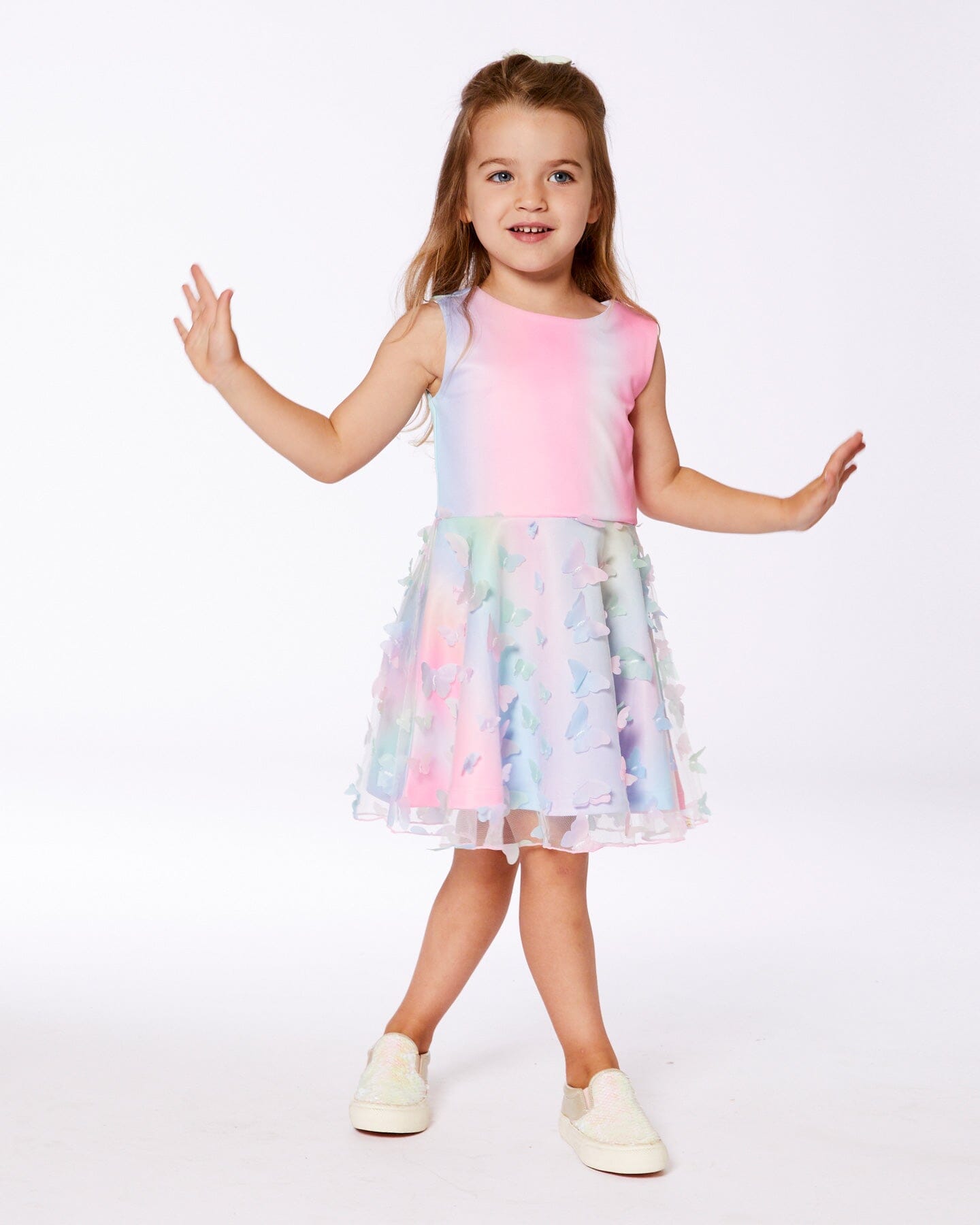 Robe Milano avec jupe en maille imprimée multicolore avec papillons