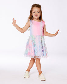 Robe Milano avec jupe en maille imprimée multicolore avec papillons