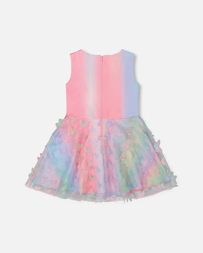 Robe Milano avec jupe en maille imprimée multicolore avec papillons