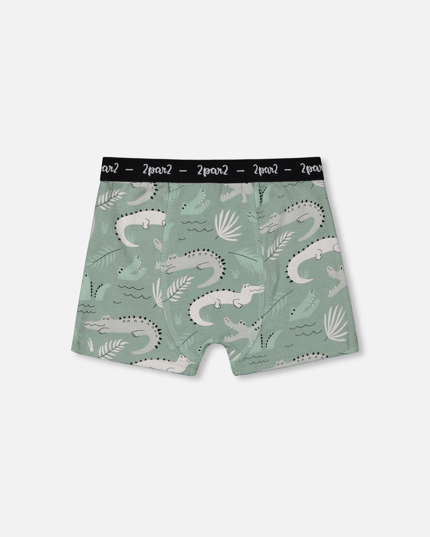 Boxer Coton Biologique Imprimé Sauge Clair et Crocodile Gris
