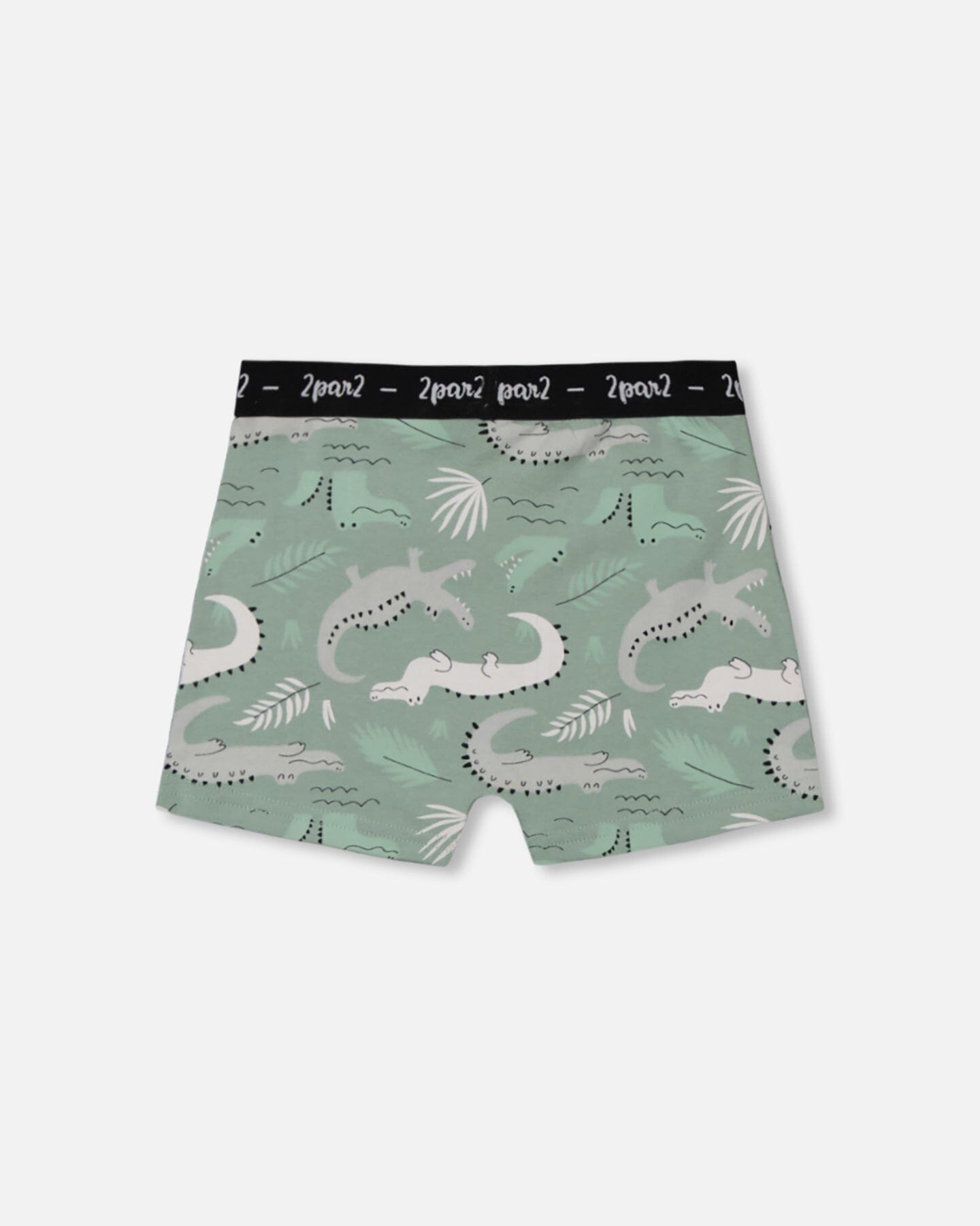 Boxer Coton Biologique Imprimé Sauge Clair et Crocodile Gris