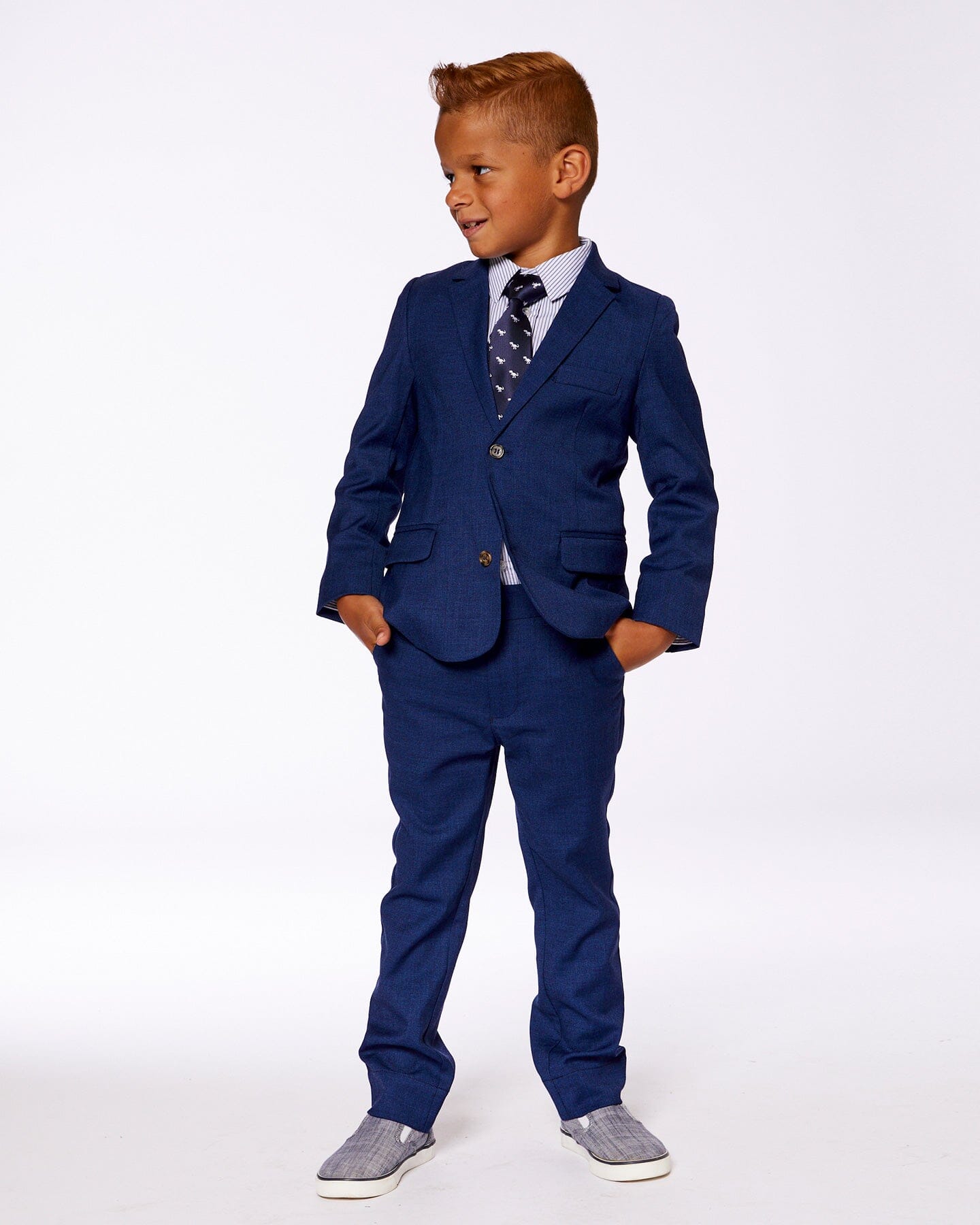 Pantalon à poches obliques bleu marine