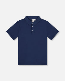Polo à manches courtes bleu marine