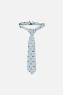 Neck Tie Pale Blue With Bicycle