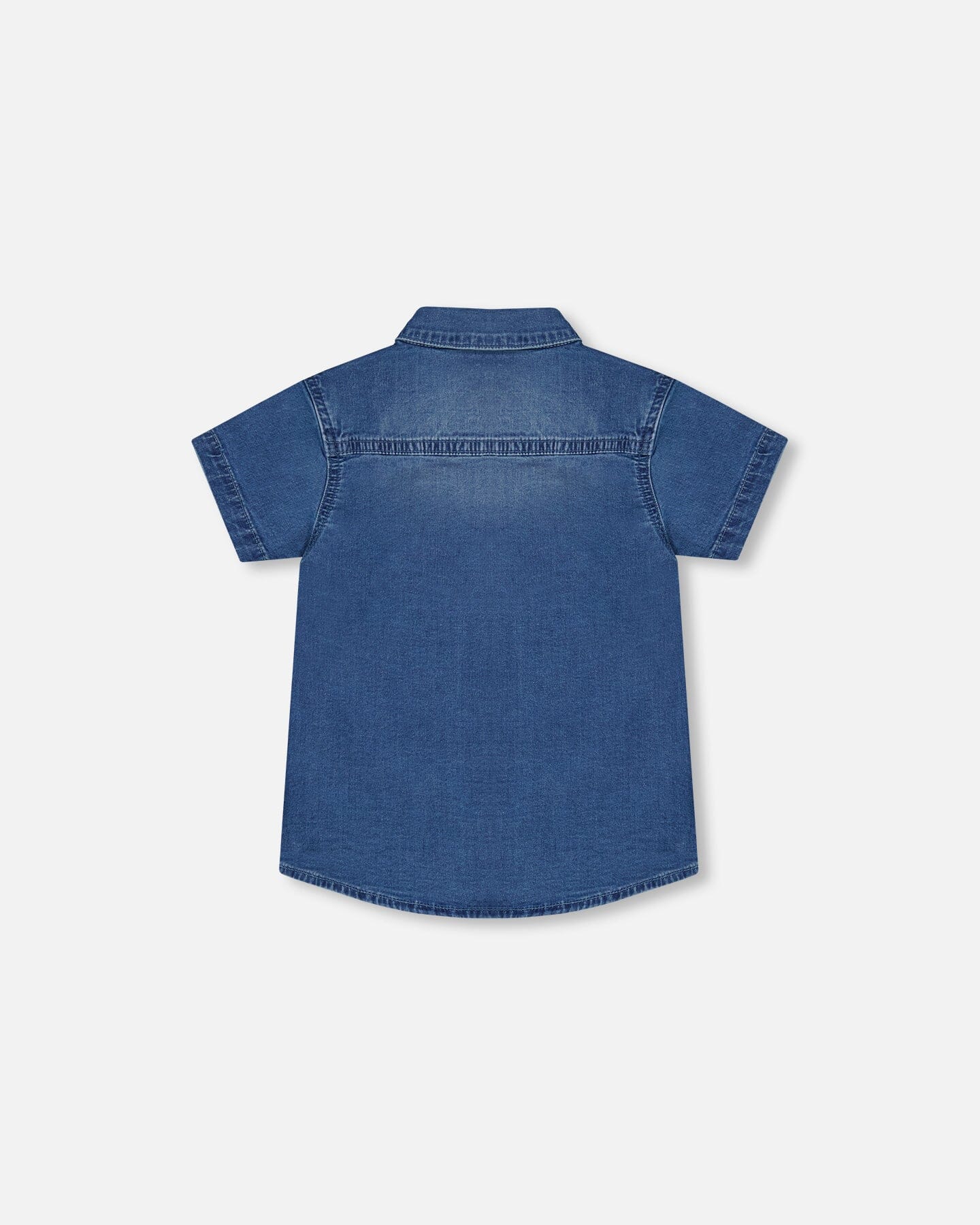 Chemise boutonnée à manches courtes denim bleu foncé