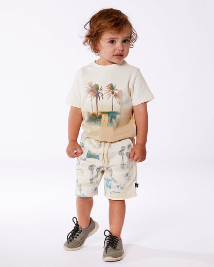 Short Sleeve Organic Cotton Graphic Tee Gradient White And Beige