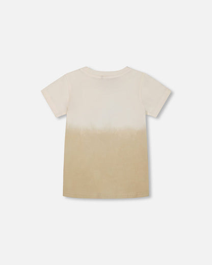 Short Sleeve Organic Cotton Graphic Tee Gradient White And Beige