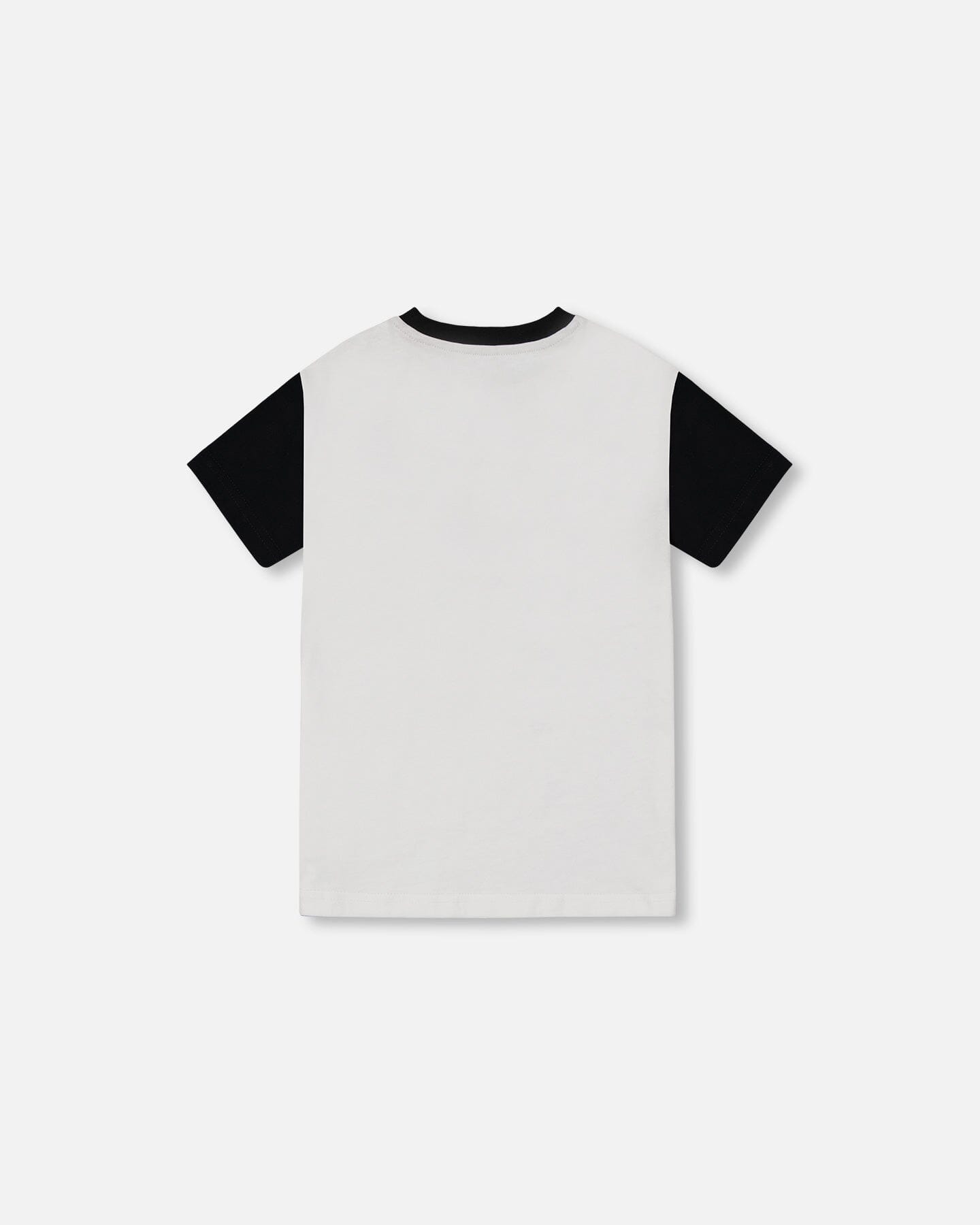 T-shirt color block en coton biologique avec poche Noir et blanc cassé