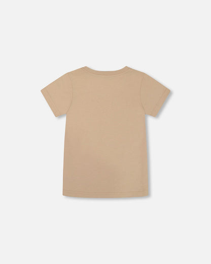 T-shirt en coton biologique à motif Panda noir sur fond beige