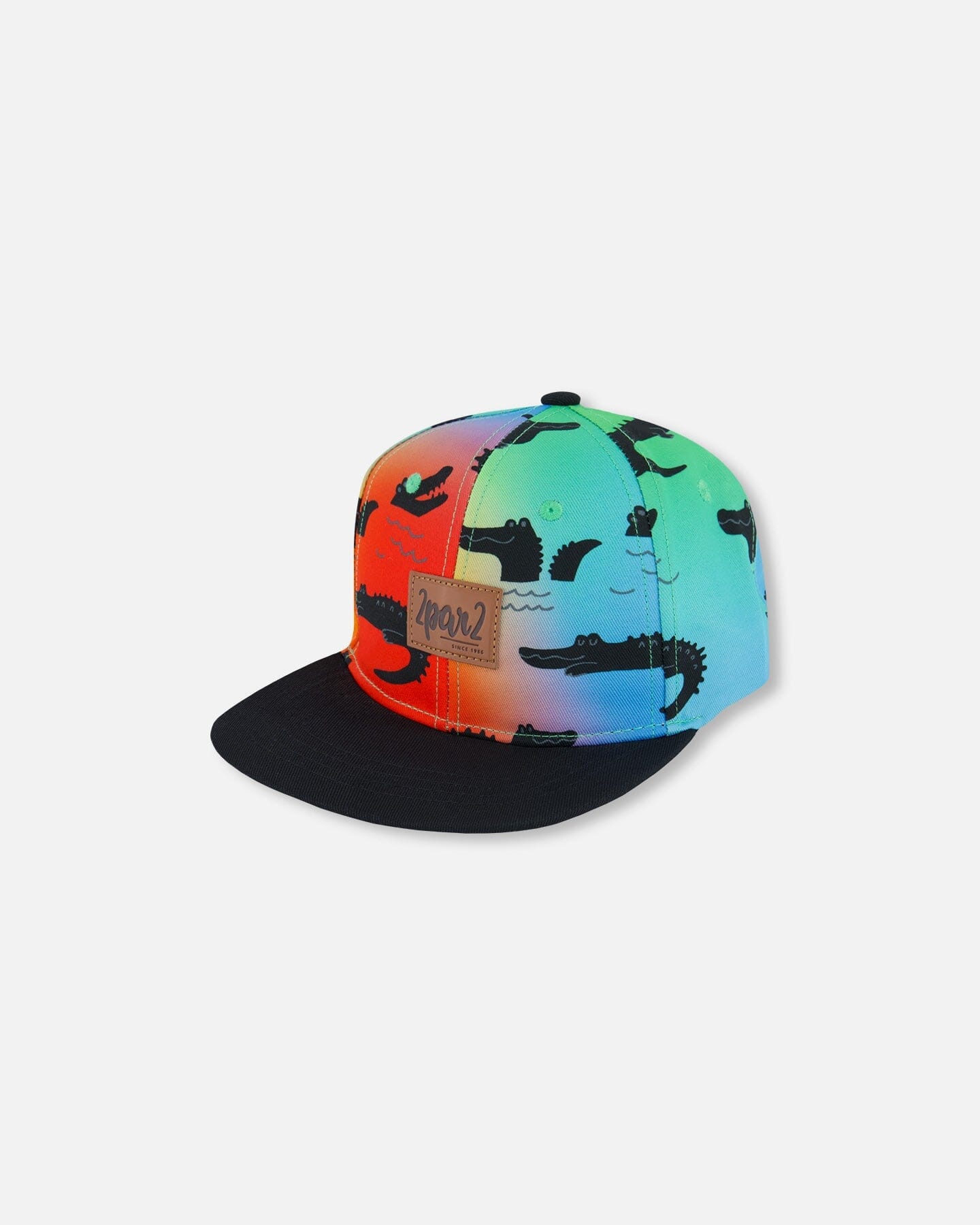 Casquette imprimée Crocodiles noirs et multicolores