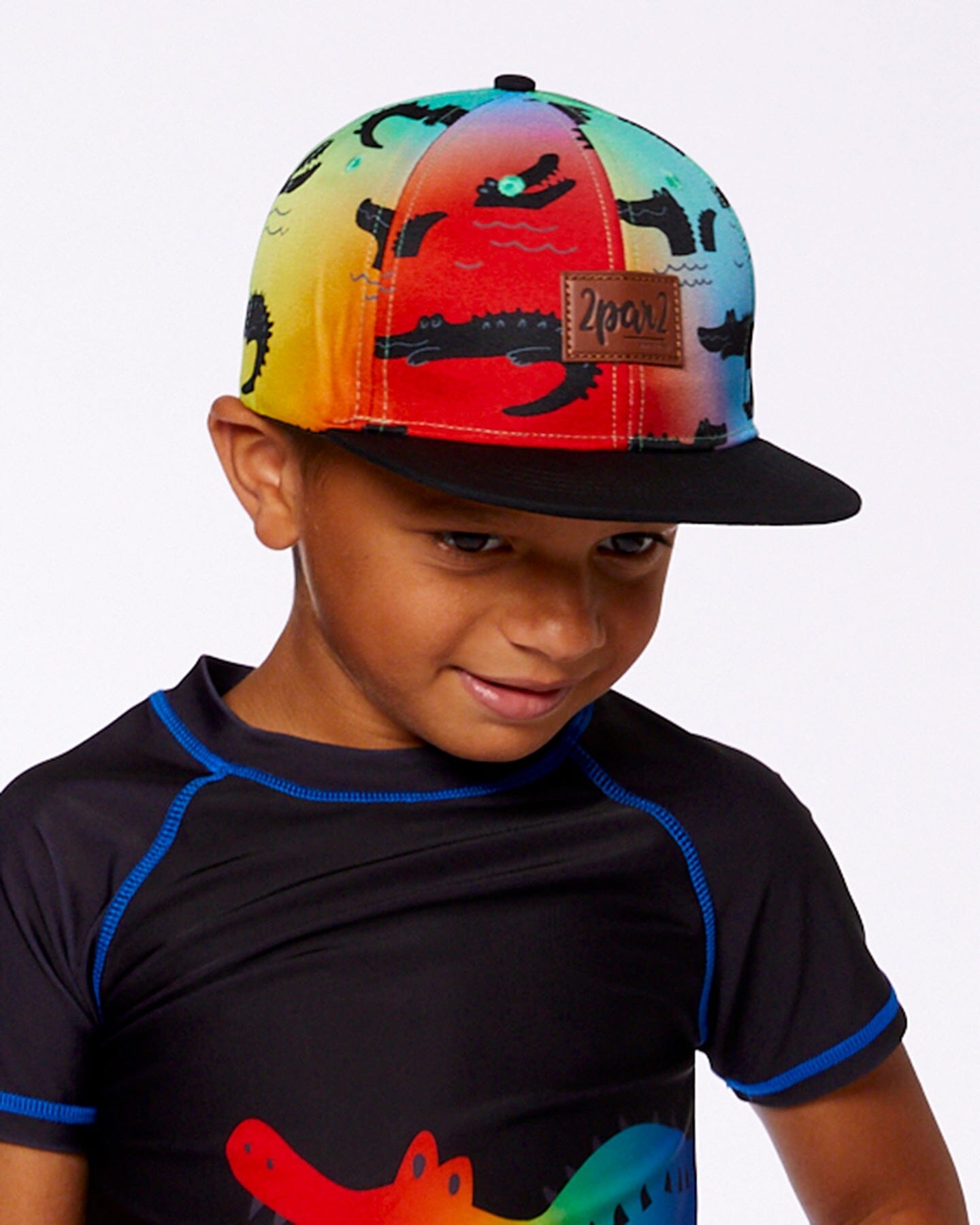 Casquette imprimée Crocodiles noirs et multicolores