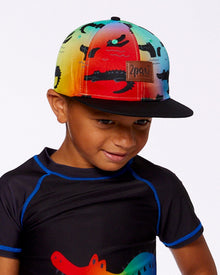 Casquette imprimée Crocodiles noirs et multicolores