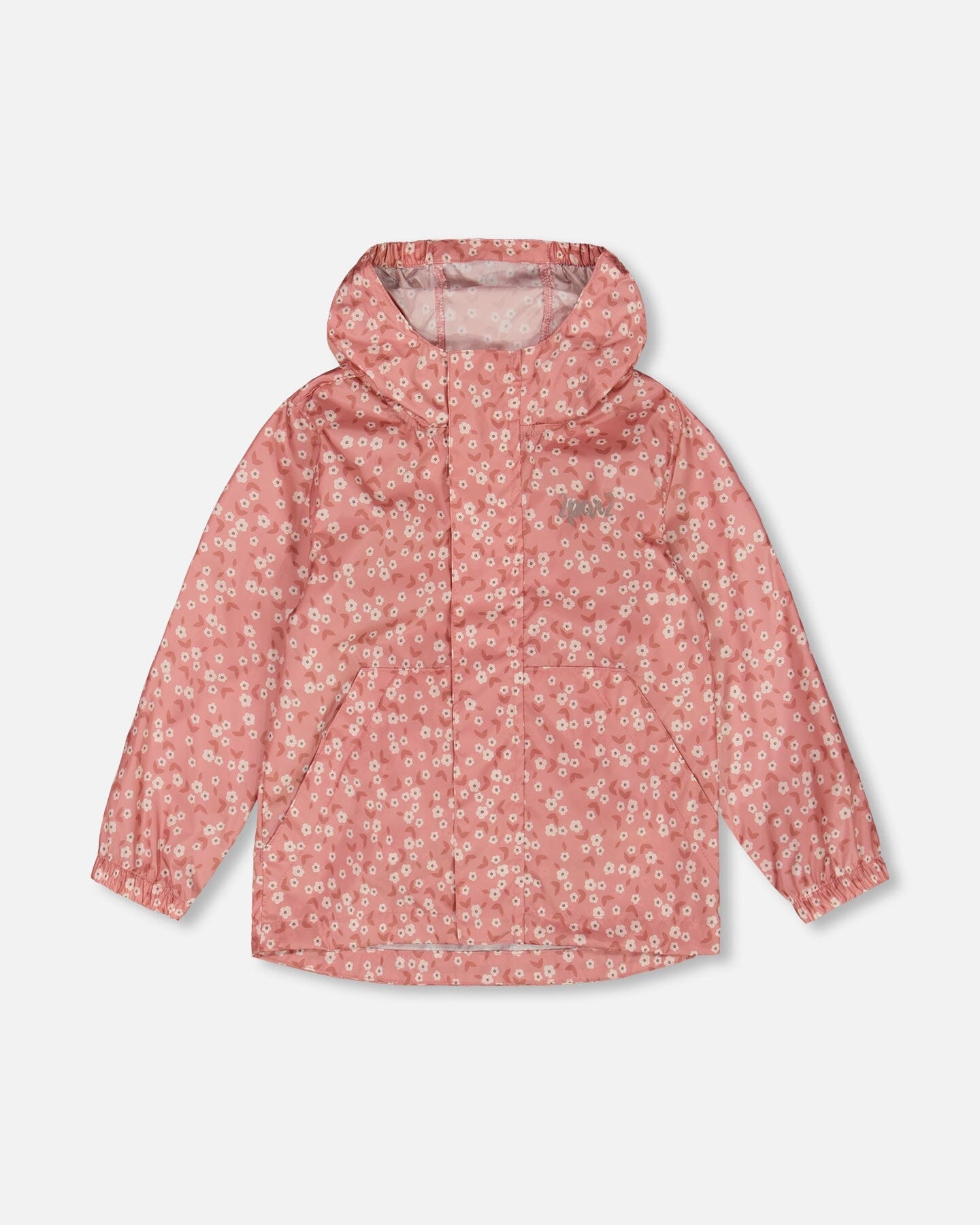 Coupe-vent Léger Imprimé Petites Fleurs Blanches sur Fond Rose Pâle