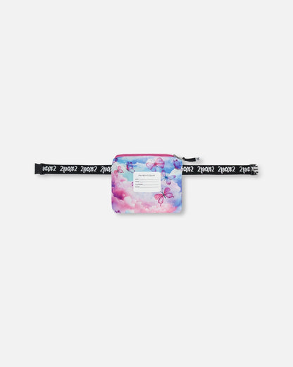 Printed Packable Windbreaker Butterflies On Multicolored Background