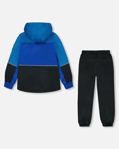 Ensemble deux pièces mi-saison extérieur bleu roi et noir