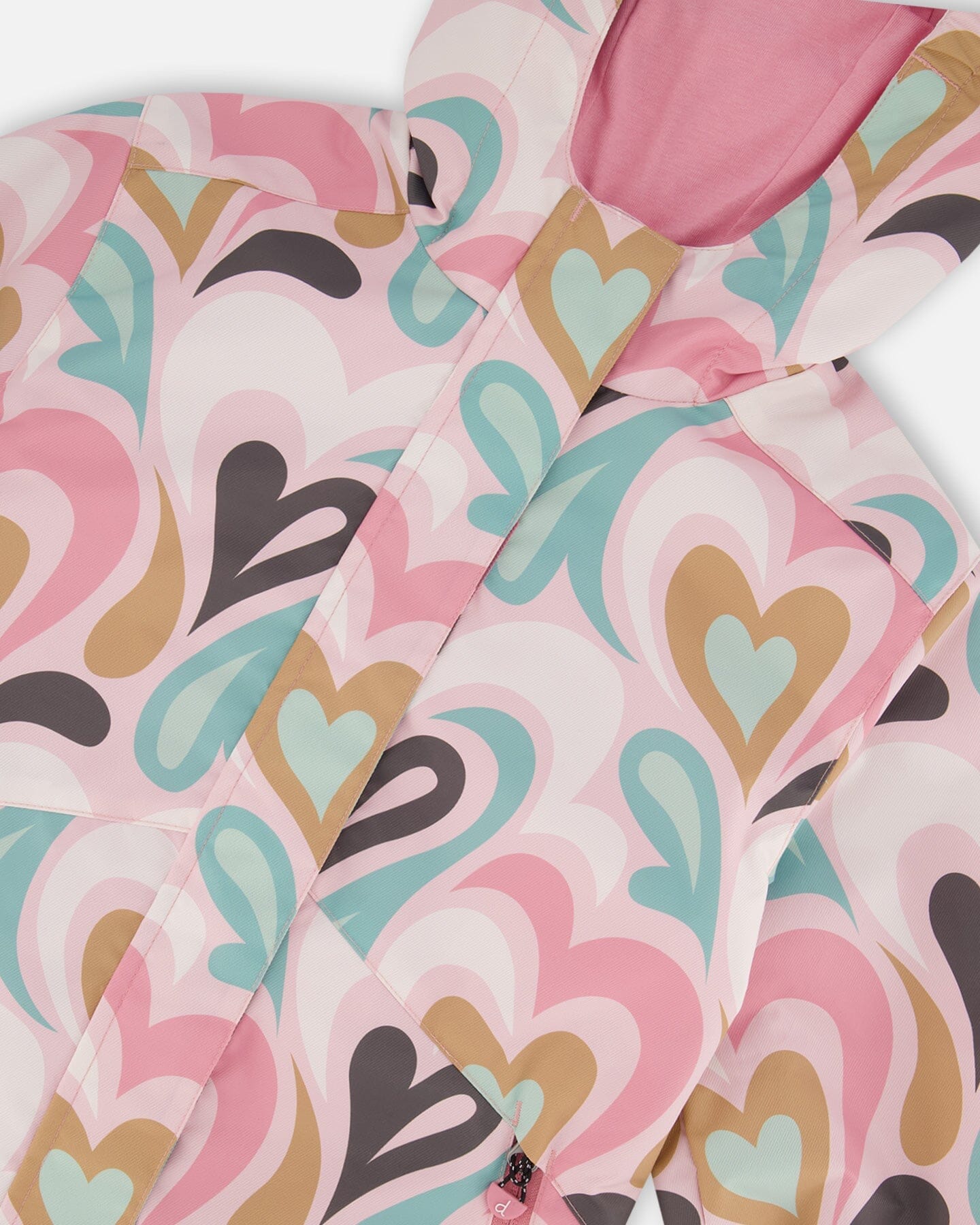 Ensemble d'extérieur mi-saison 3-en-1 avec veste imprimée rose clair et pantalon beige