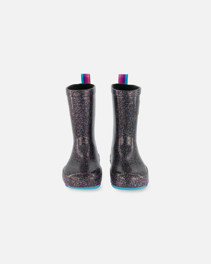 Bottes de pluie noires à paillettes