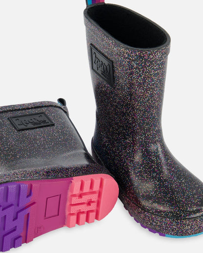 Bottes de pluie noires à paillettes