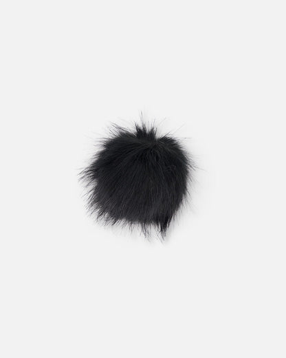 Pompom en fausse fourrure noire pour bonnet