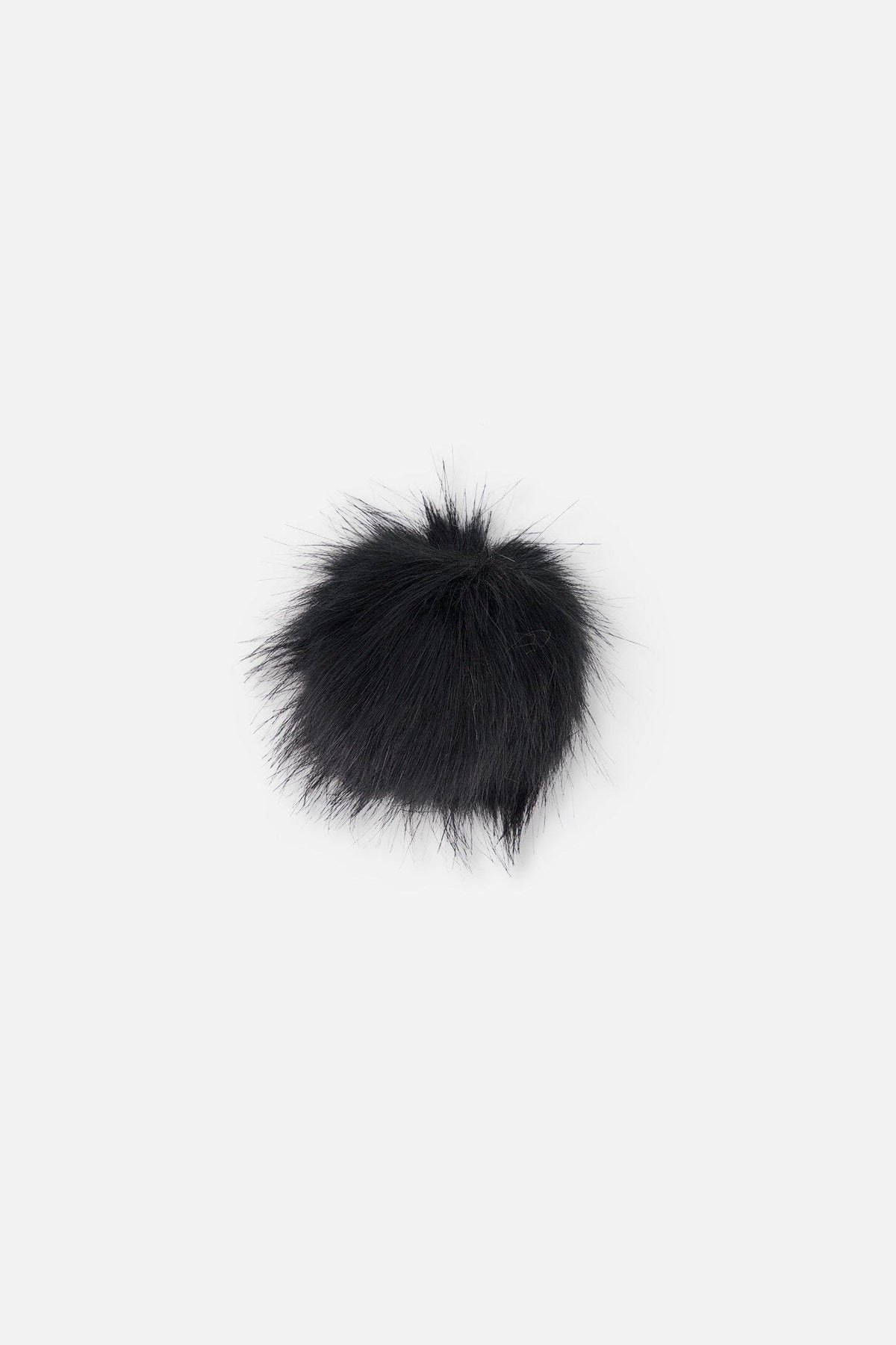 Pompom en fausse fourrure noire pour bonnet