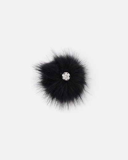 Pompom en fausse fourrure noire pour bonnet