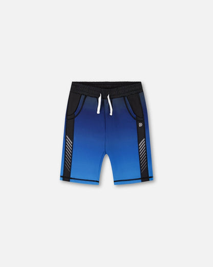 Short de sport bleu et noir