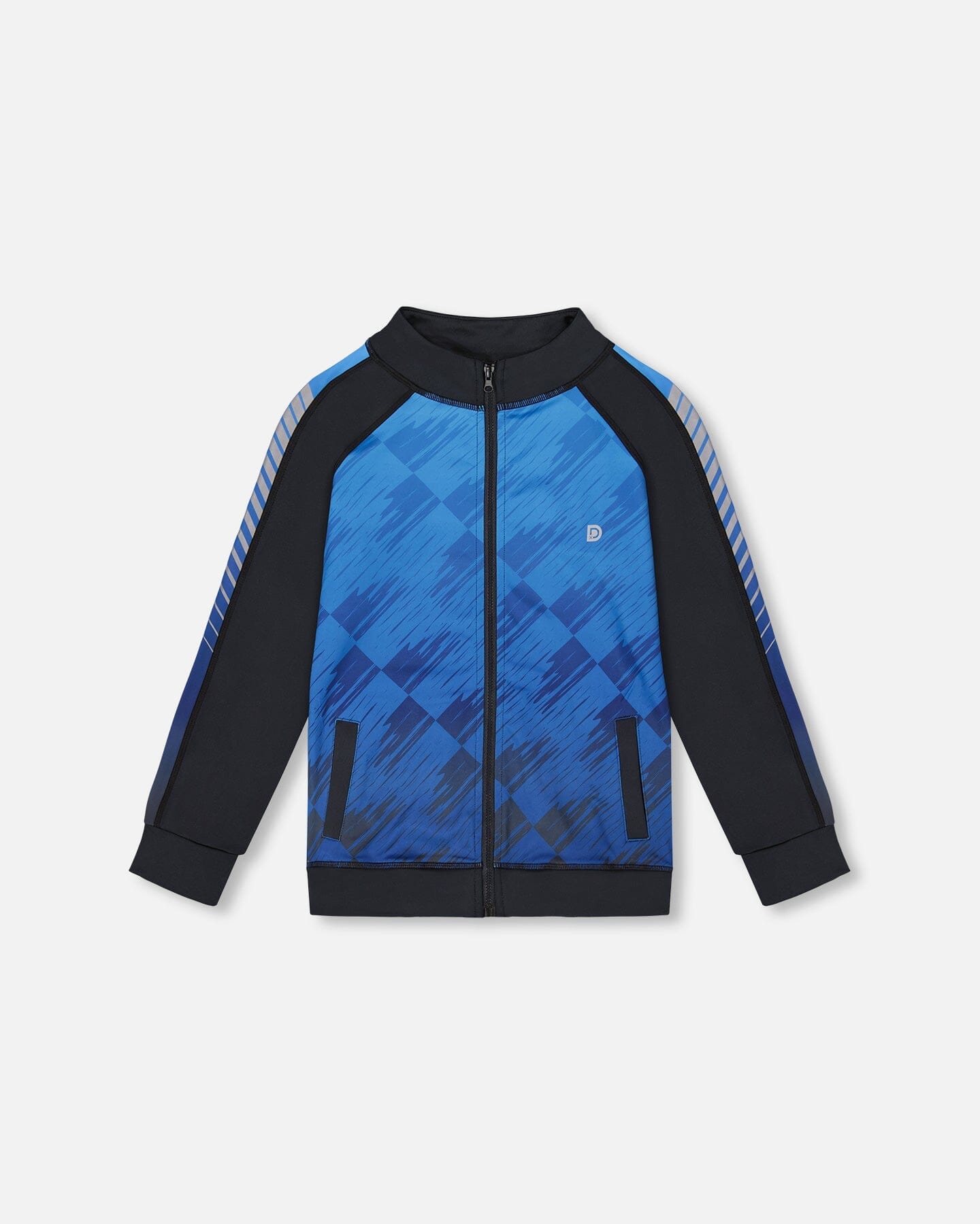 Cardigan de sport zippé imprimé bleu et noir