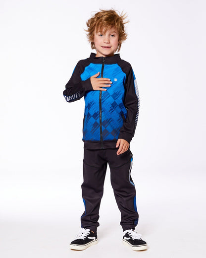 Cardigan de sport zippé imprimé bleu et noir