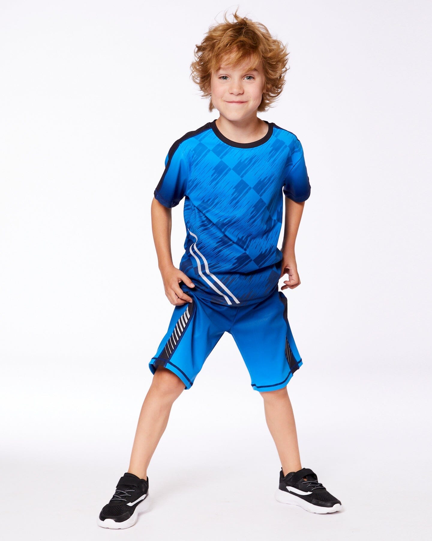Printed Athletic Top Blue And Black